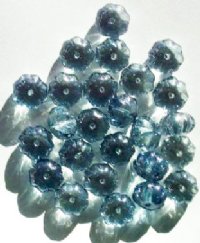 25 7x11mm Transparent Crystal Blue Lustre Melon Beads